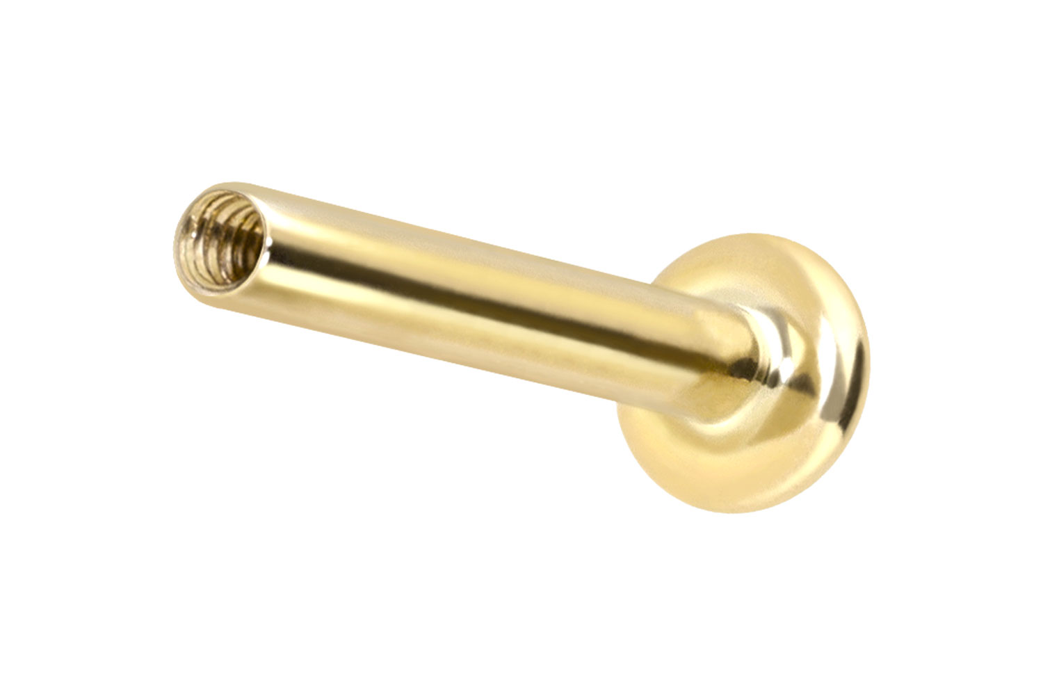 14/18 Karat Gold Labret Piercing mit Innengewinde ohne Aufsatz